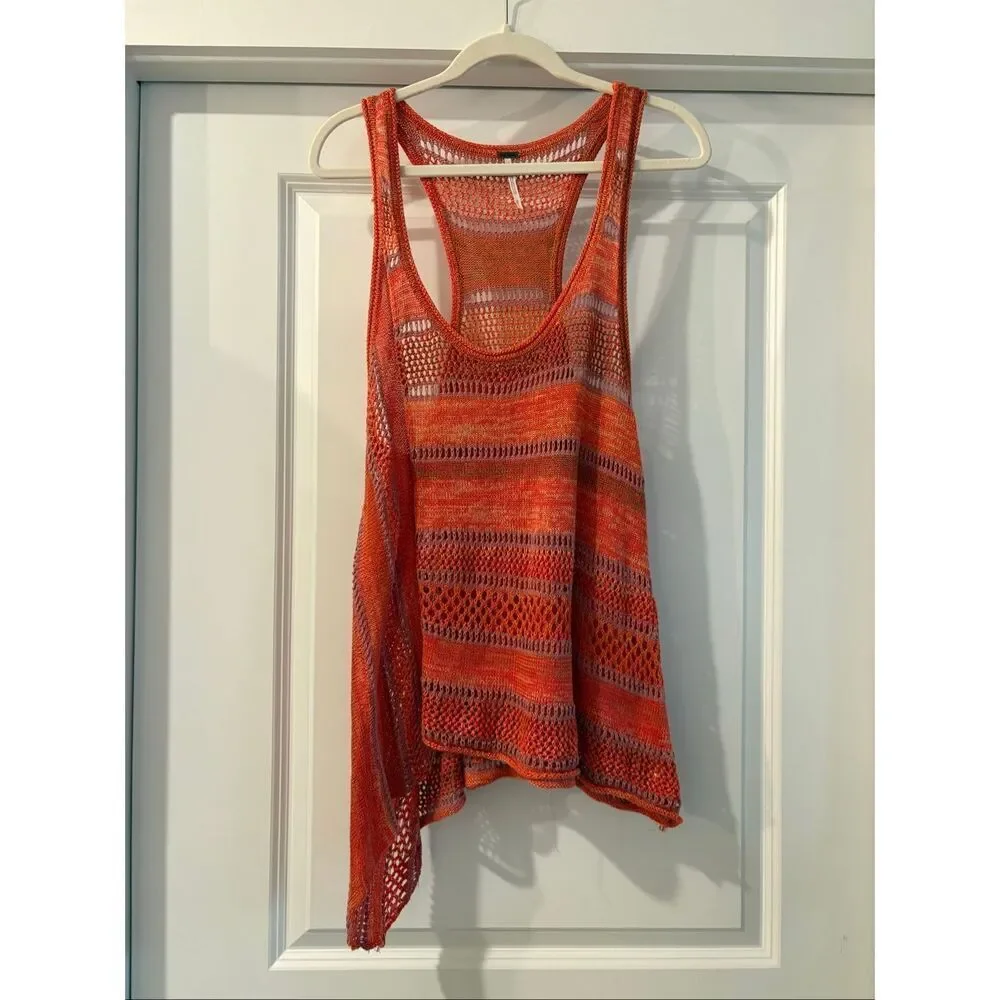 Free People Live Bird Open Weave Knit Boho Tank Top XS